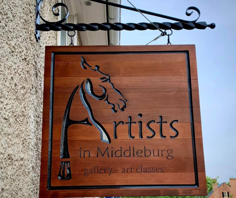 Wooden sign for Artists in Middleburg